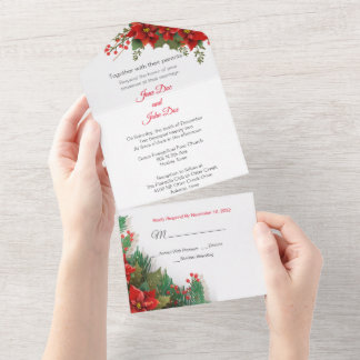 Christmas All in One Wedding Invite