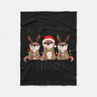 Christmas All Of The Otter Reindeer  Fleece Blanket