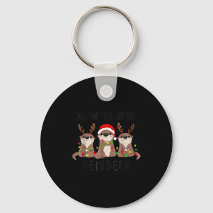 Christmas All Of The Otter Reindeer  Keychain