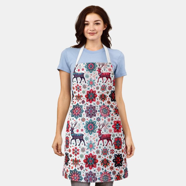 Christmas All-Over Print Winter Design Apron (Worn)