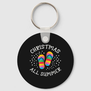 Christmas All Summer Santa Beach Flip Flops Summer Keychain