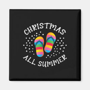 Christmas All Summer Santa Beach Flip Flops Summer Magnet