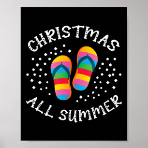 Christmas All Summer Santa Beach Flip Flops Summer Poster