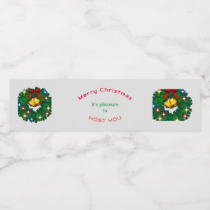 Christmas all ways lead home   xmas tree wreath water bottle label