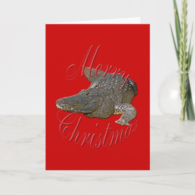 Christmas Alligator Greeting Card (Front)