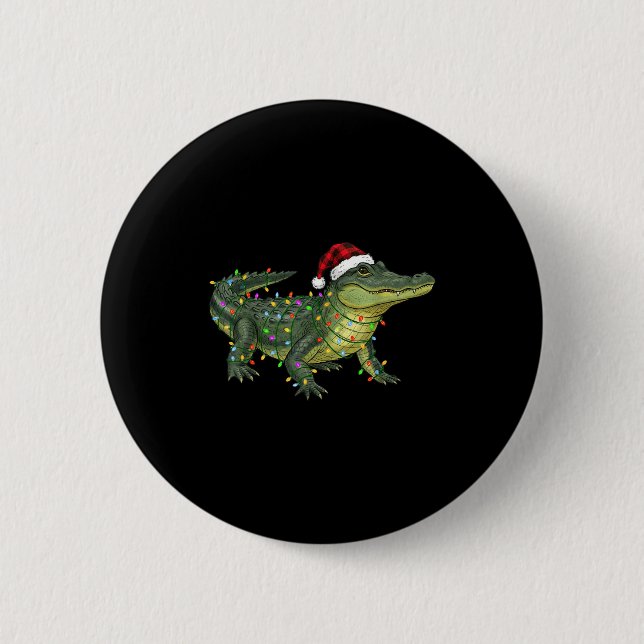Christmas Alligator Holiday Reptile Funny Festive  2 Inch Round Button (Front)