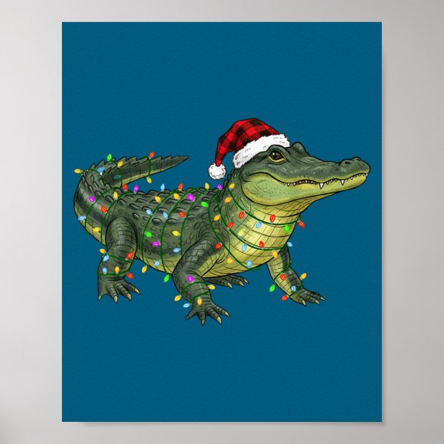 Christmas Alligator Holiday Reptile Funny Festive  Poster (Front)