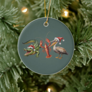 Christmas Alligator Pelican Crawfish Goose Animal Ceramic Ornament