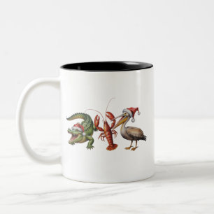 Christmas Alligator Pelican Crawfish Goose Animal Two-Tone Coffee Mug