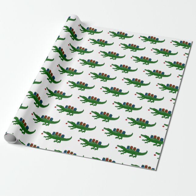 Christmas Alligator Wrapping Paper (Unrolled)