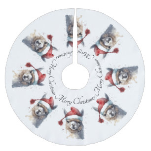 Christmas Alpaca, customizable Brushed Polyester Tree Skirt