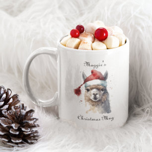 Christmas Alpaca, customizable Two-Tone Coffee Mug