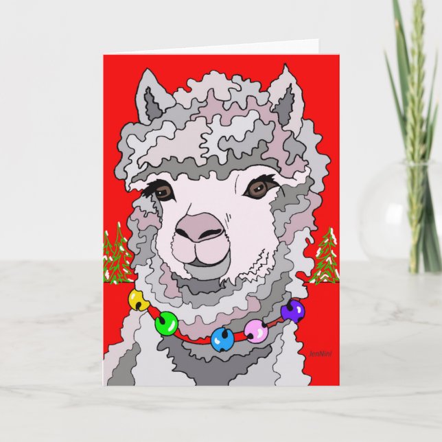 Christmas Alpaca Note Card (Front)