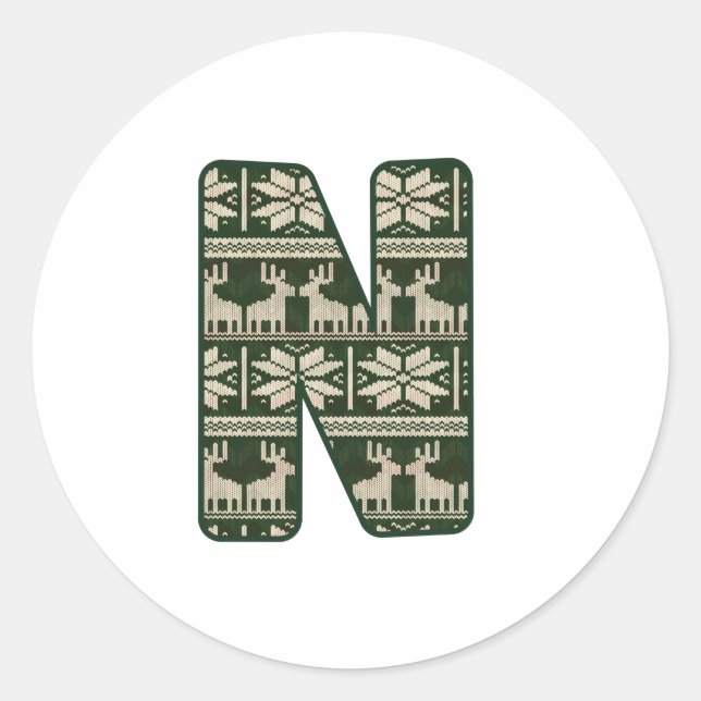 Christmas Alphabet  (14) Classic Round Sticker (Front)