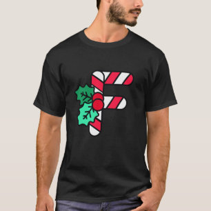 Christmas Alphabet Capital Initial Letter F Monogr T-Shirt