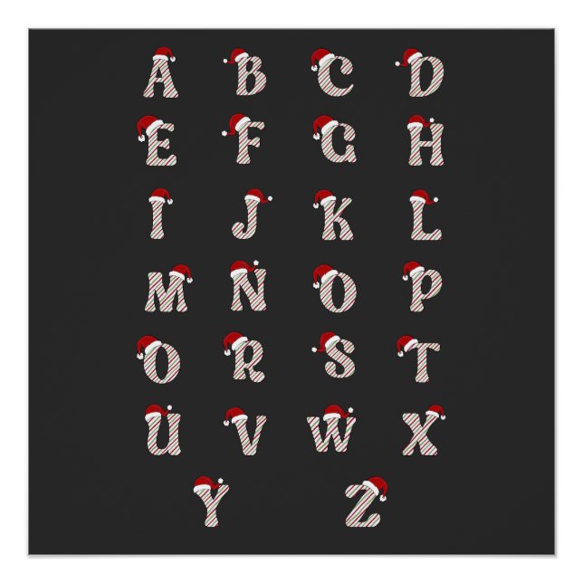 Christmas Alphabet tshirt, Christmas Sweatshirt Poster (Front)