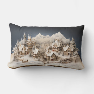 Christmas Alpine Storybook Village Lumbar Pillow