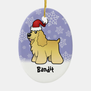 Christmas American Cocker Spaniel (add pets name) Ceramic Ornament