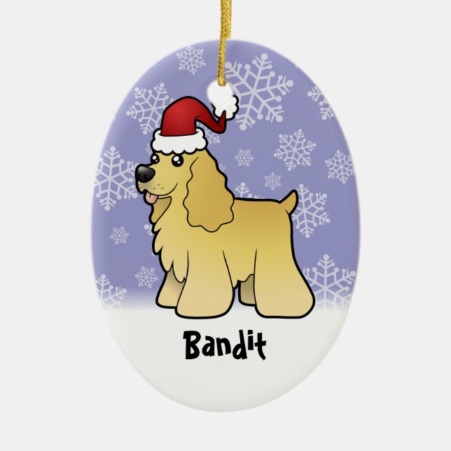 Christmas American Cocker Spaniel (add pets name) Ceramic Ornament (Front)
