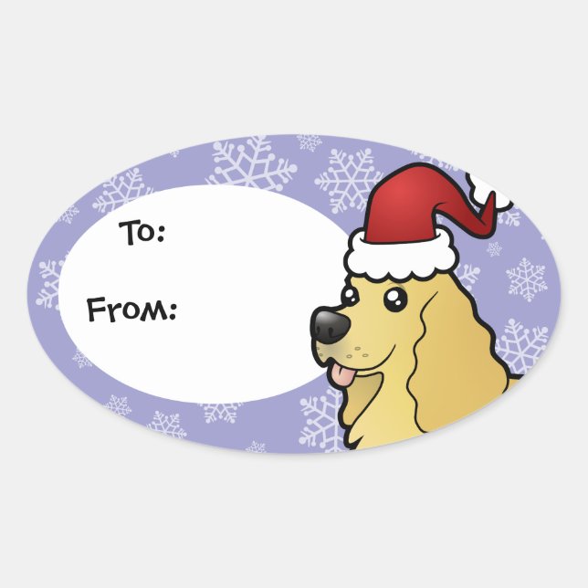 Christmas American Cocker Spaniel Oval Sticker (Front)