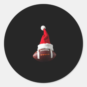 Christmas American Football Ball Santa Hat (1) Classic Round Sticker