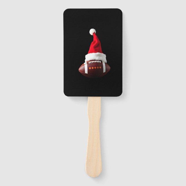 Christmas American Football Ball Santa Hat (1) Hand Fan (Front)