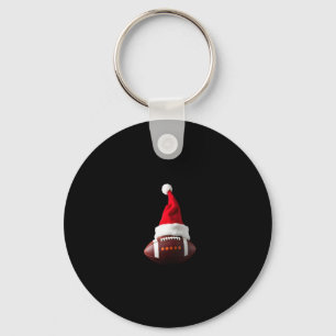 Christmas American Football Ball Santa Hat (1) Keychain