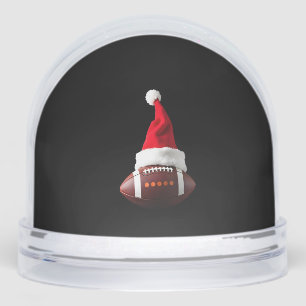 Christmas American Football Ball Santa Hat (1) Snowglobe