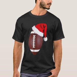 Christmas American Football Ball Santa Hat (1) T-Shirt