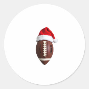 Christmas American Football Ball Santa Hat (2) Classic Round Sticker