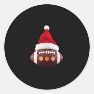 Christmas American Football Ball Santa Hat (2) Classic Round Sticker