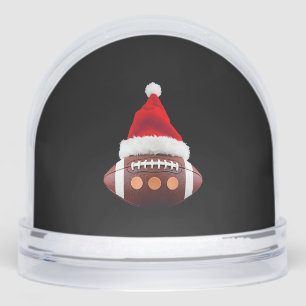 Christmas American Football Ball Santa Hat (2) Snowglobe