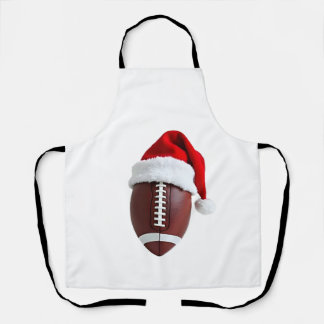 Christmas American Football Ball Santa Hat (3) Apron