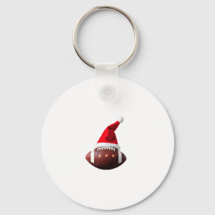 Christmas American Football Ball Santa Hat (3) Keychain