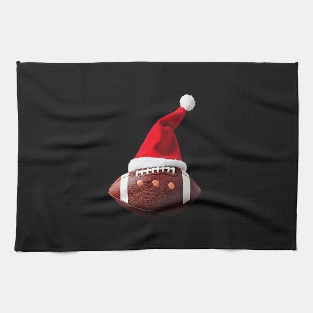 Christmas American Football Ball Santa Hat (3) Kitchen Towel (Horizontal)