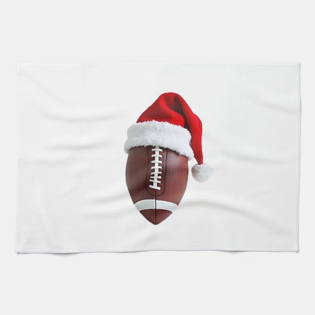 Christmas American Football Ball Santa Hat (3) Kitchen Towel (Horizontal)