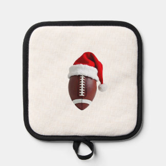 Christmas American Football Ball Santa Hat (3) Pot Holder