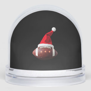 Christmas American Football Ball Santa Hat (3) Snowglobe
