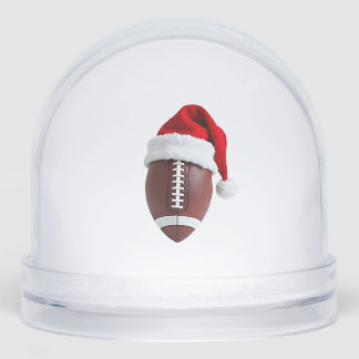 Christmas American Football Ball Santa Hat (3) Snowglobe