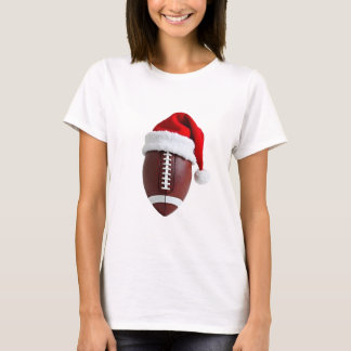 Christmas American Football Ball Santa Hat (3) T-Shirt