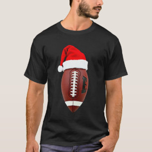 Christmas American Football Ball Santa Hat (3) T-Shirt