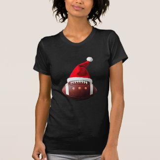 Christmas American Football Ball Santa Hat (3) T-Shirt