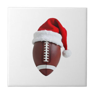Christmas American Football Ball Santa Hat (3) Tile