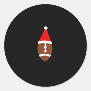 Christmas American Football Ball Santa Hat (4) Classic Round Sticker