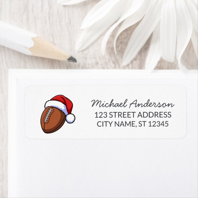 Christmas American Football Santa Return Address   (Insitu)
