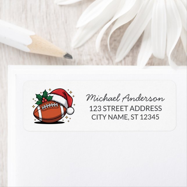 Christmas American Football Santa Return Address   (En situation)