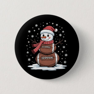 Christmas American Football Snowman Xmas Sport 2 Inch Round Button