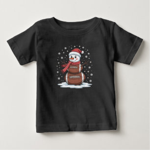 Christmas American Football Snowman Xmas Sport Baby T-Shirt