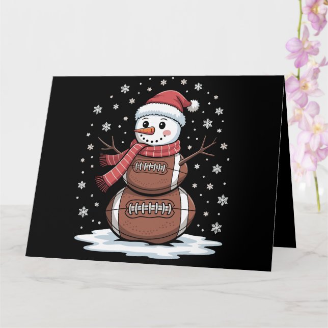 Christmas American Football Snowman Xmas Sport Card (Orchid)
