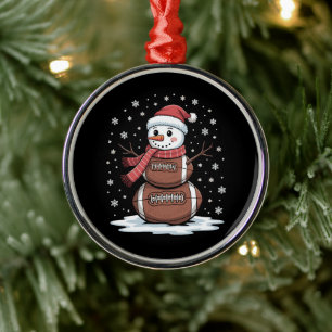 Christmas American Football Snowman Xmas Sport Metal Ornament